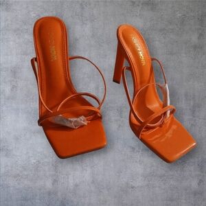 Fashionable Orange Strappy Heels